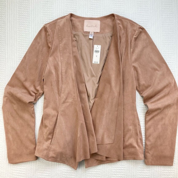Hutch Anthropologie Jacket Draped Faux Suede Neutral Size Medium, NWT - Picture 2 of 16